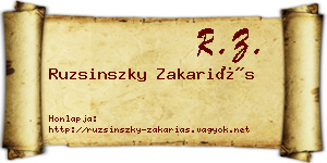 Ruzsinszky Zakariás névjegykártya